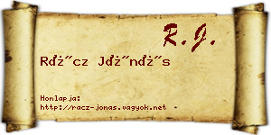 Rácz Jónás névjegykártya